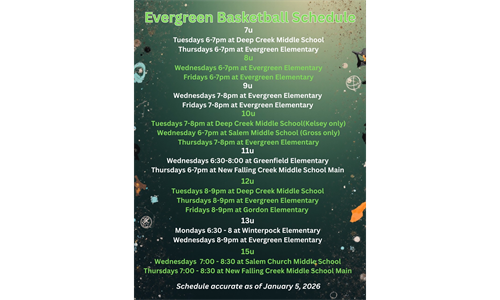 Updated Basketball Practice Schedule 
