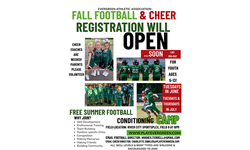 Football & Cheer Registration will OPEN SOON!!!